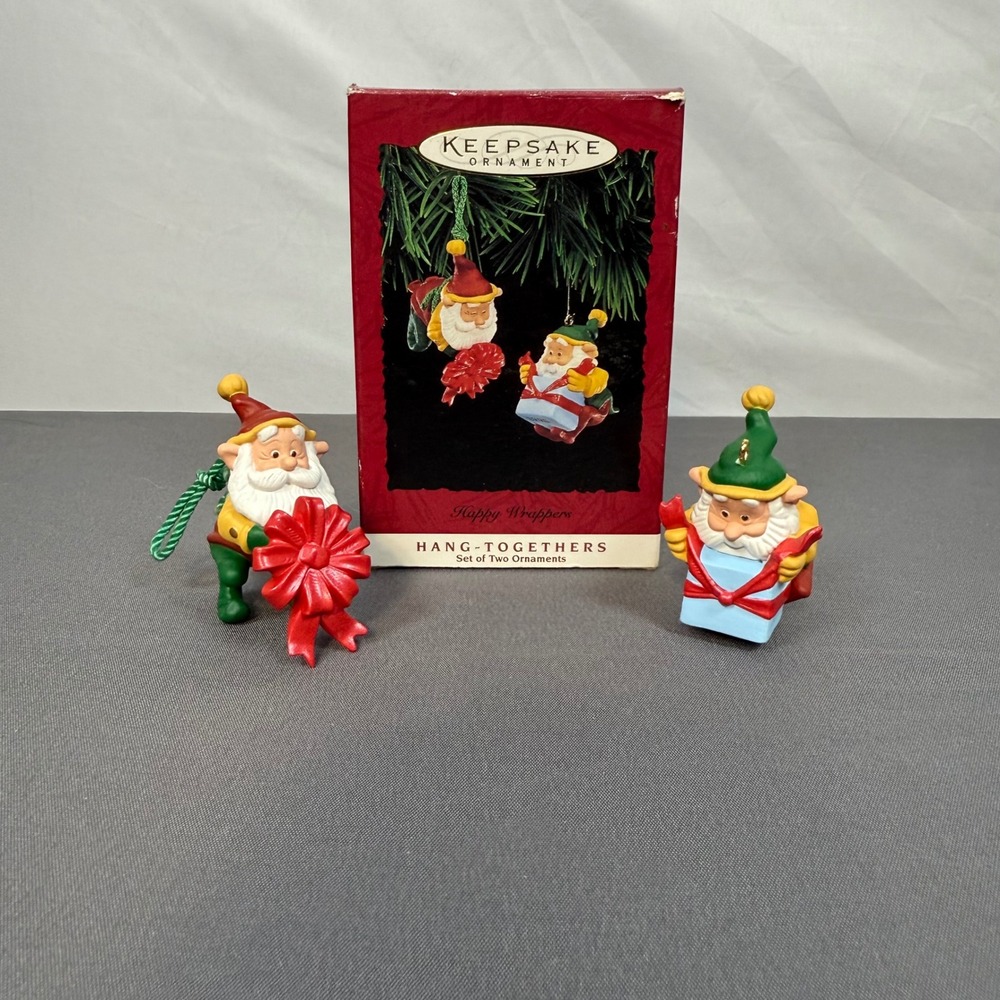 Hallmark‎ Keepsake Ornament Hang Together Set of Two Happy Wrappers 1995